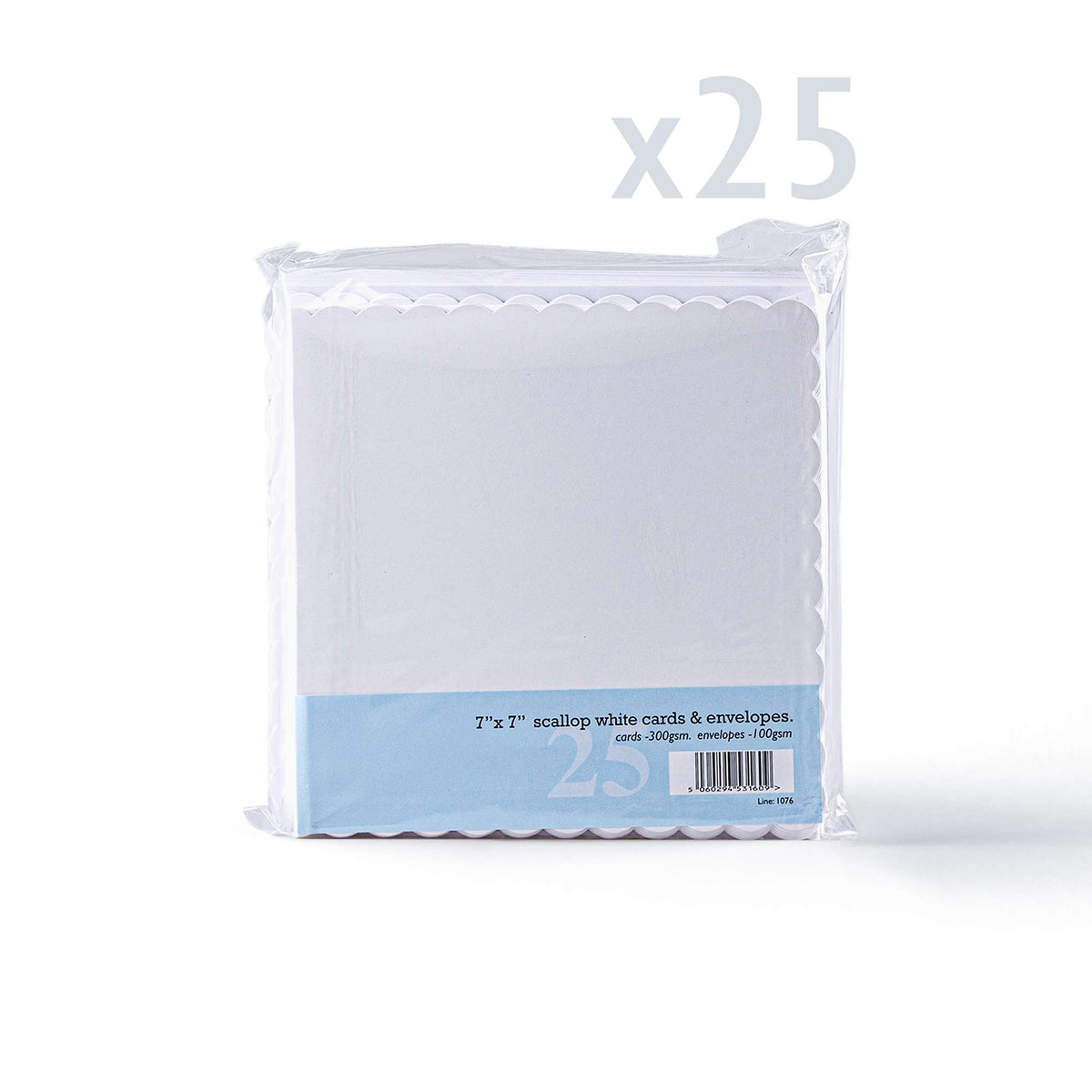 Pack de tarjetas y sobres blancos con borde ondulado