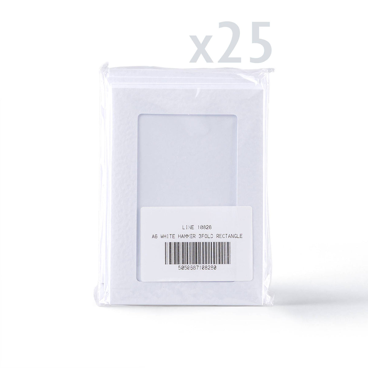Pack de tarjetas blancas con textura martillada y ventana rectangular