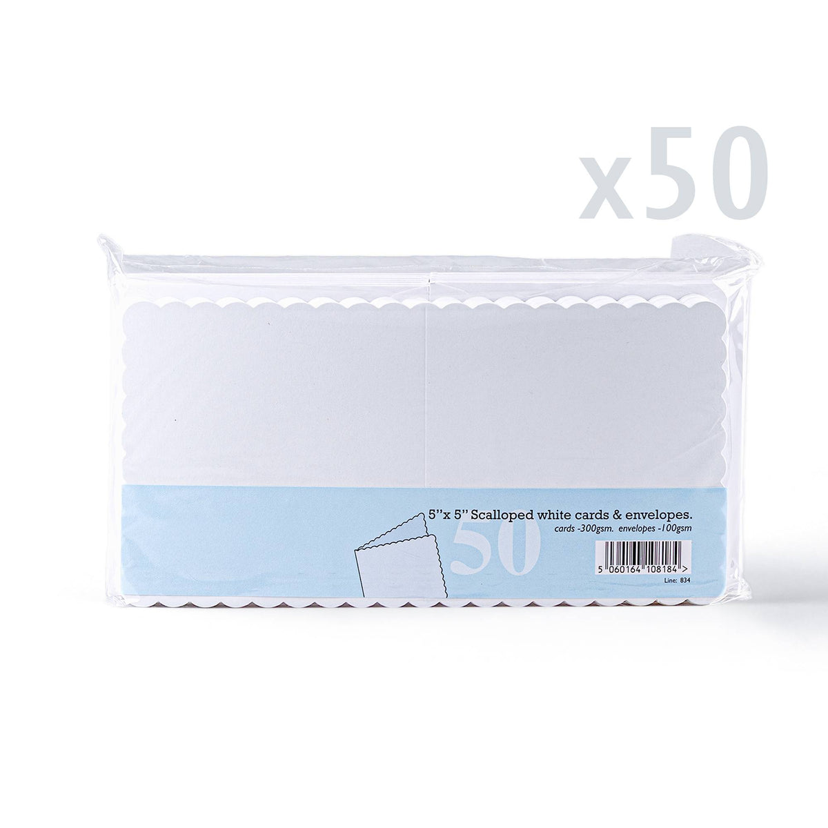 Pack de tarjetas y sobres blancos con borde ondulado