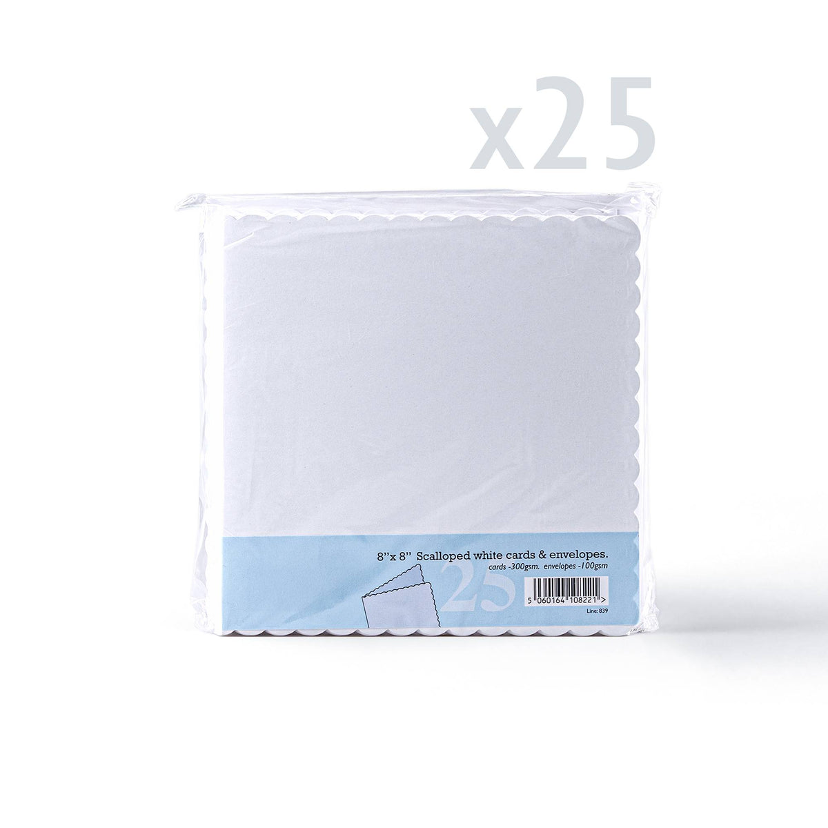 Pack de tarjetas y sobres blancos con borde ondulado