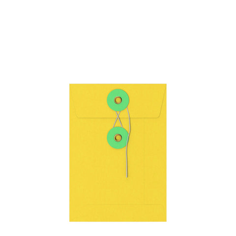 Coloured envelopes with string and washer closure Yellow + Green 162 x 114 mm (C6)
