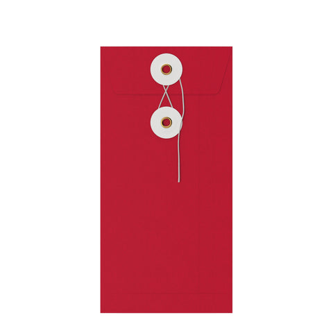 Coloured envelopes with string and washer closure Red + White 220 x 110 mm (DL)