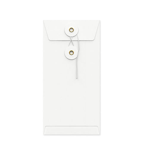 Coloured envelopes with string and washer closure White 220 x 110 mm (DL)