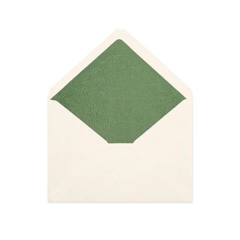 Paper Lined Envelopes Ivory + Green Fancy Paper 162 x 229 mm (C5)