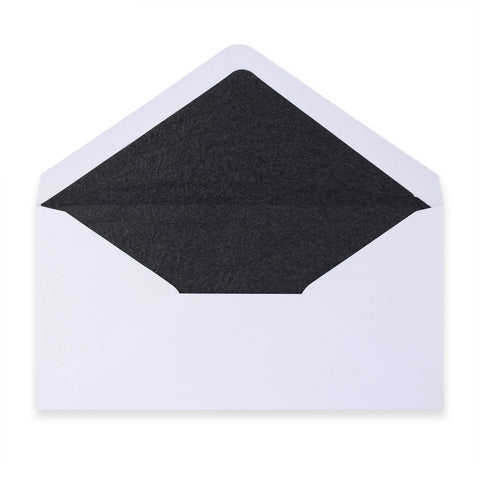 Paper Lined Envelopes White + Black Fancy Paper 110 x 220 mm (DL)