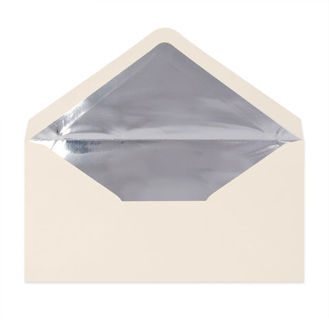 Paper Lined Envelopes Ivory + Silver Foil 110 x 220 mm (DL)