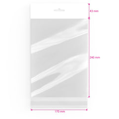 Cello Bags (With Header) Clear 240 x 170 mm