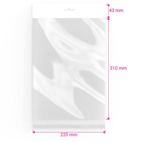 Cello Bags (With Header) Clear 310 x 220 mm