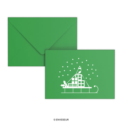 Christmas Envelope – Snow Sled Dark Green 162 x 229 mm (C5)