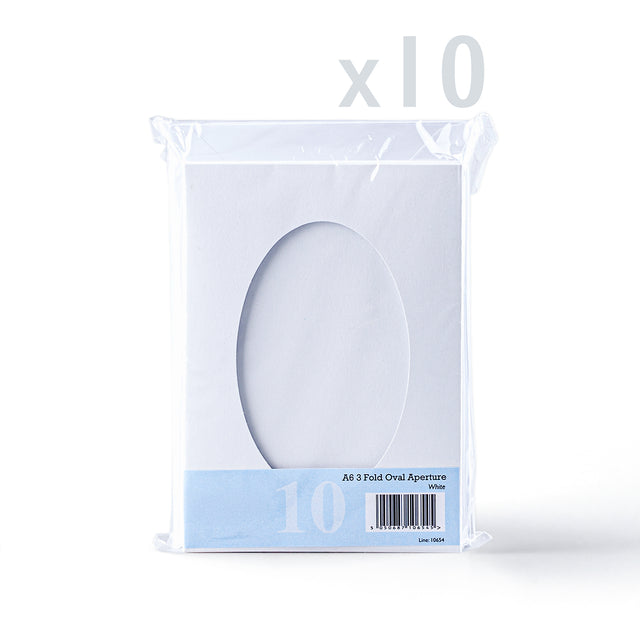 White Tri-Fold Oval Aperture Cards Pack