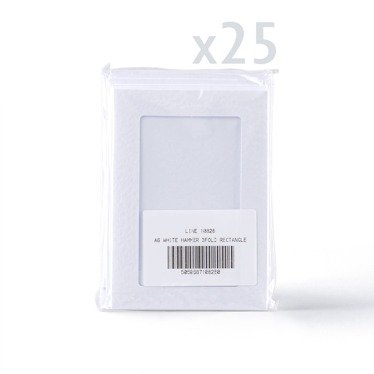 Pack de tarjetas blancas con textura martillada y ventana rectangular
