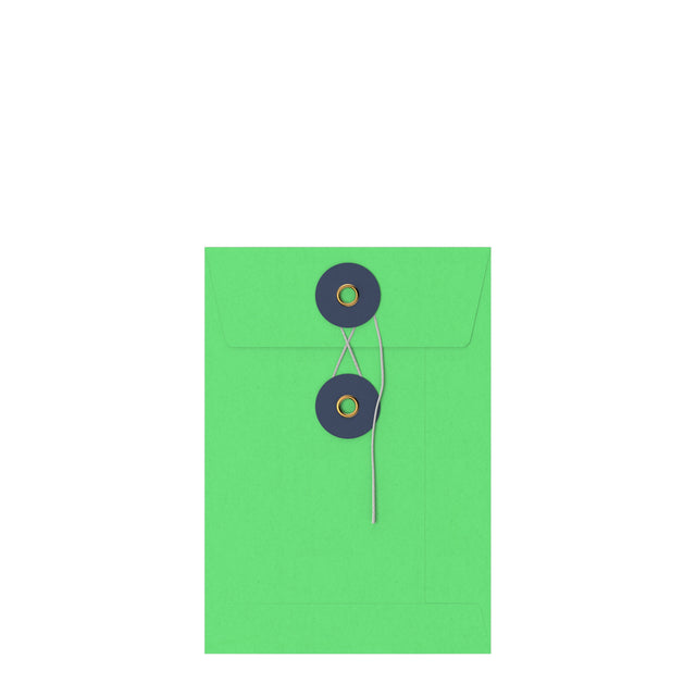 Coloured envelopes with string and washer closure Green + Navy Blue 162 x 114 mm (C6)