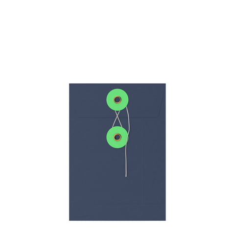 Coloured envelopes with string and washer closure Navy Blue + Green 162 x 114 mm (C6)