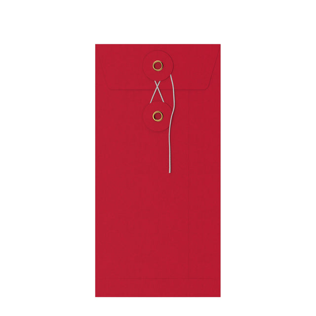 Coloured envelopes with string and washer closure Red 220 x 110 mm (DL)