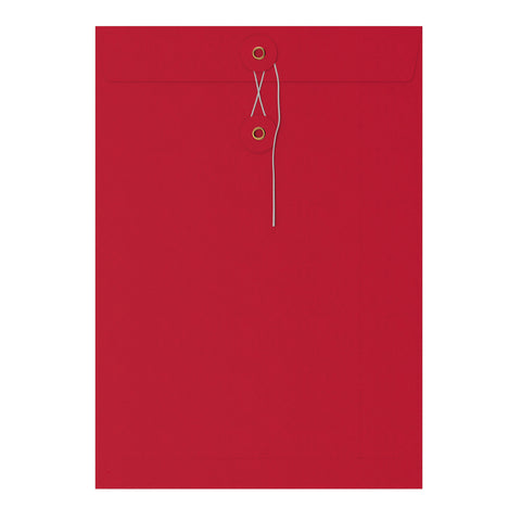 Coloured envelopes with string and washer closure Red 324 x 229 mm (C4)