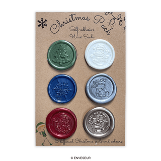 Sellos de Lacre Navideños hechos a mano (autoadhesivos) - 6 diseños y colores