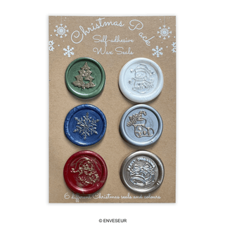 Sellos de Lacre Navideños pintados y hechos a mano (autoadhesivos) - 6 diseños y colores