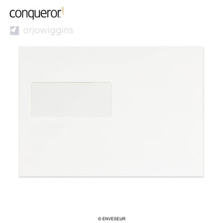 Sobre blanco brillante Conqueror con ventanilla de 162x229 mm (C5)